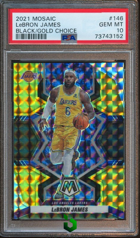 2021-22 Panini Mosaic #146 LeBron James Choice Black Gold PSA 10 #/8