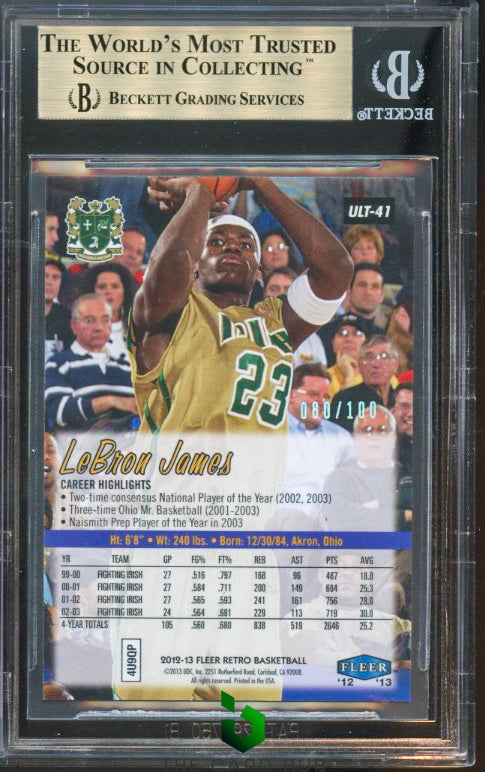 2012-13 Fleer Retro #ULT-41 LeBron James Ultra Platinum Medallion BGS 9.5 #/100