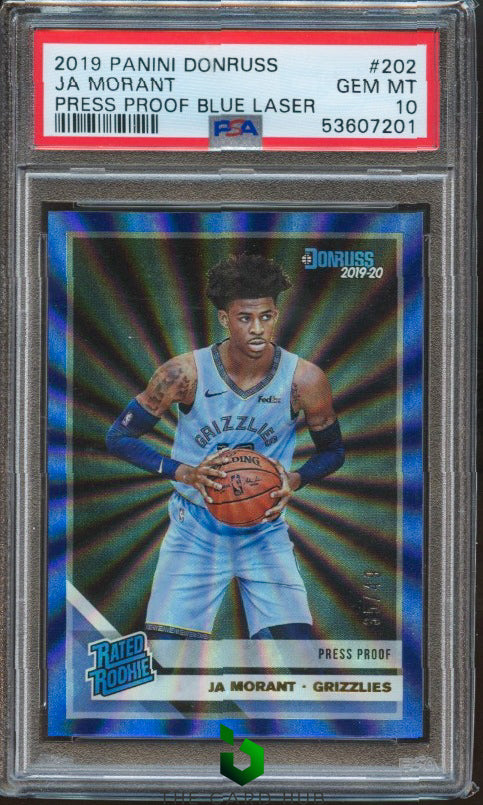 2019-20 Donruss #202 Ja Morant Press Proof Blue Laser PSA 10 RC