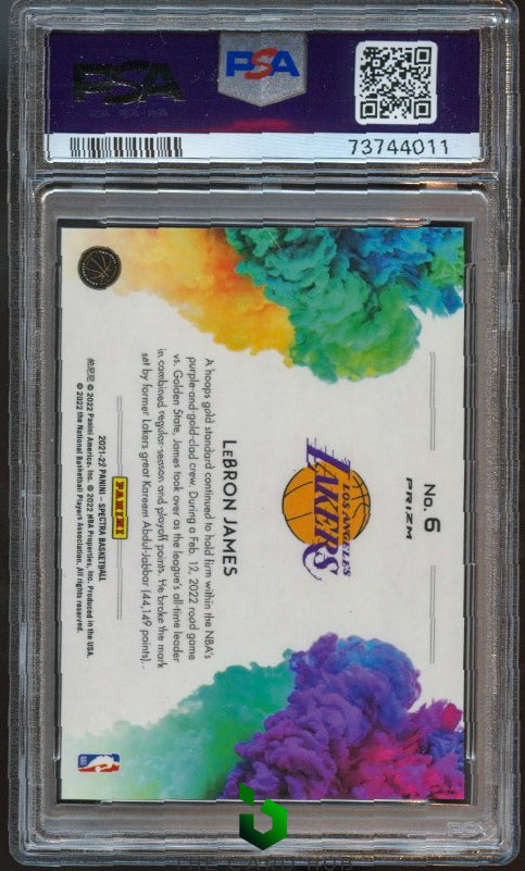 2021-22 Panini Spectra #6 LeBron James Color Blast PSA 10