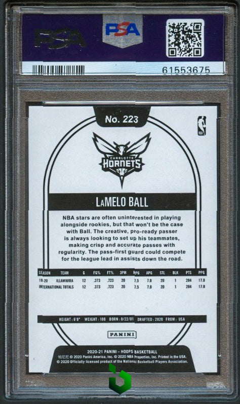 2020-21 Hoops #223 LaMelo Ball Green Explosion PSA 10 RC