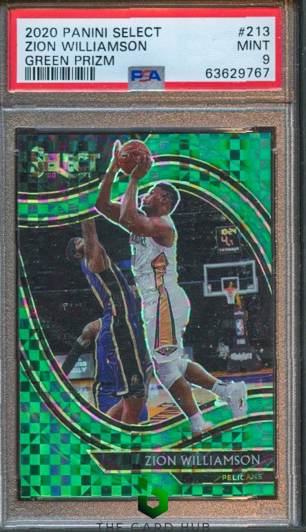 2020-21 Panini Select #213 Zion Williamson Green Prizms PSA 9 #/5