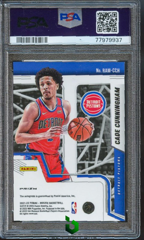 2021-22 Panini Mosaic #RAM-CCH Cade Cunningham Rookie Autographs Choice PSA 9 RC