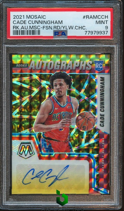 2021-22 Panini Mosaic #RAM-CCH Cade Cunningham Rookie Autographs Choice PSA 9 RC