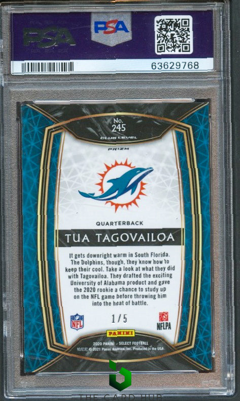 2020 Panini Select #245 Tua Tagovailoa Green Prizm PSA 10 #/5 RC