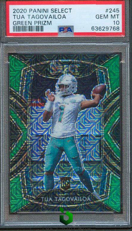 2020 Panini Select #245 Tua Tagovailoa Green Prizm PSA 10 #/5 RC