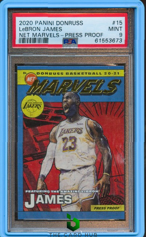 2020-21 Donruss #15 LeBron James Net Marvels Press Proof PSA 9