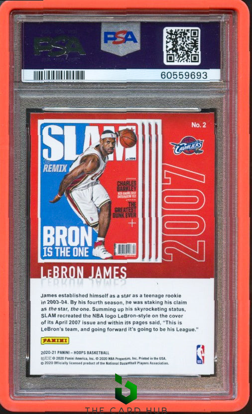 2020-21 Hoops #2 LeBron James Slam Purple Explosion PSA 9