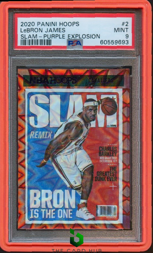 2020-21 Hoops #2 LeBron James Slam Purple Explosion PSA 9