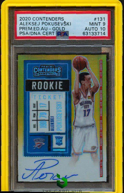 2020-21 Panini Contenders #131 Aleksej Pokusevski Premium Gold PSA 9 #/10 RC