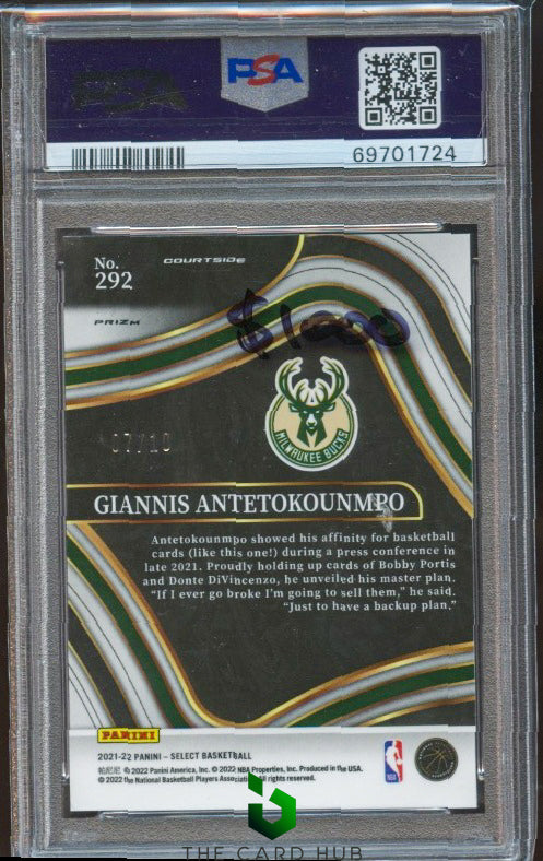 2021-22 Panini Select #292 Giannis Antetokounmpo Gold Disco PSA 10 #/10