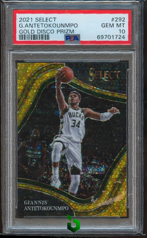 2021-22 Panini Select #292 Giannis Antetokounmpo Gold Disco PSA 10 #/10