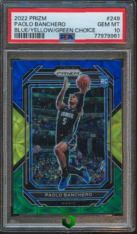 2022-23 Panini Prizm #249 Paolo Banchero Choice Blue Yellow and Green PSA 10