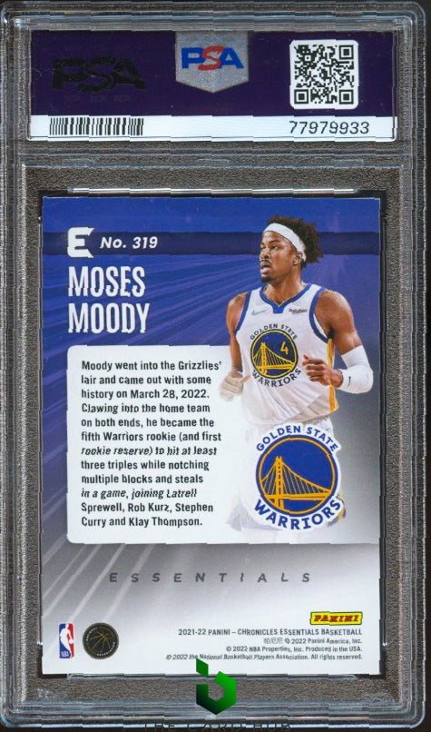 2021-22 Panini Chronicles #319 Moses Moody Platinum PSA 9 #/1 RC