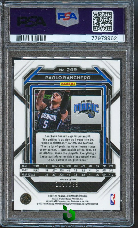 2022-23 Panini Prizm #249 Paolo Banchero Prizms Red PSA 10 RC