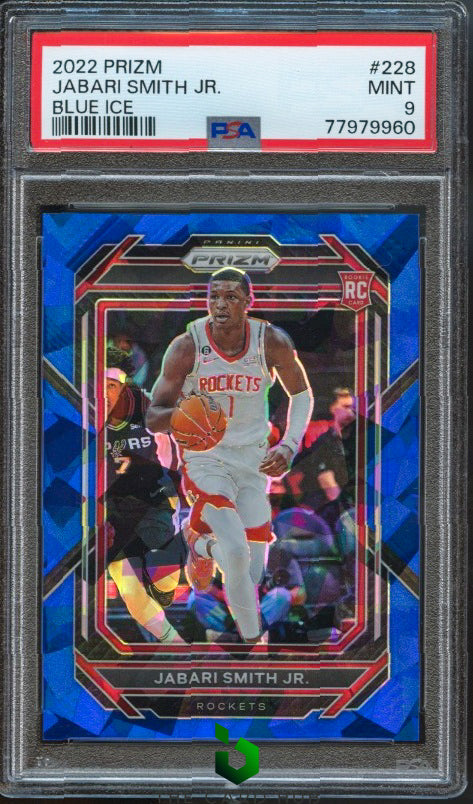 2022-23 Panini Prizm #228 Jabari Smith Jr. Prizms Blue Ice PSA 9 #/125 RC