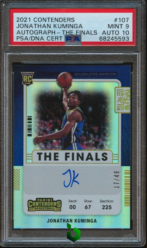 2021-22 Panini Contenders #107 Jonathan Kuminga The Finals Ticket PSA 9 #/49 RC