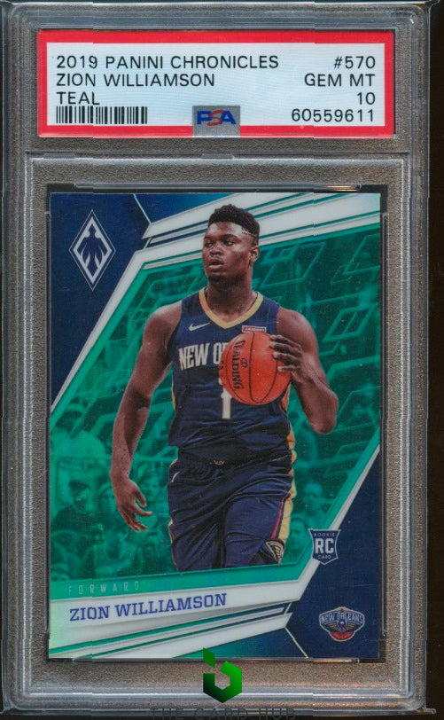 2019-20 Panini Chronicles #570 Zion Williamson Teal PSA 10 RC