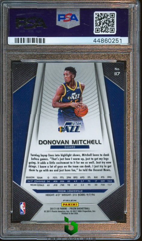 2017-18 Panini Prizm #117 Donovan Mitchell Prizms Fast Break PSA 9 RC