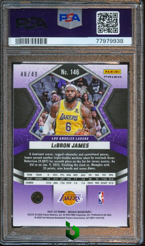 2021-22 Panini Mosaic #146 LeBron James Purple PSA 10 #/49