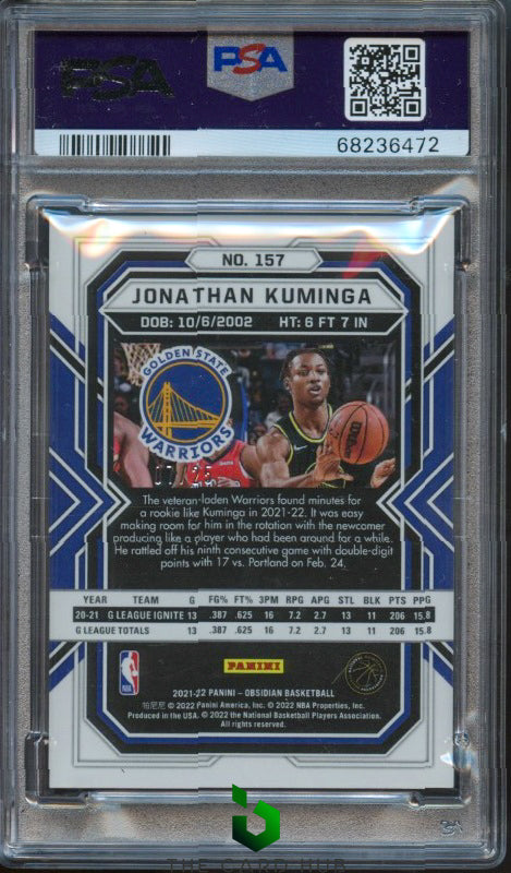 2021-22 Panini Obsidian #157 Jonathan Kuminga Electric Etch Green PSA 9 #/25 RC