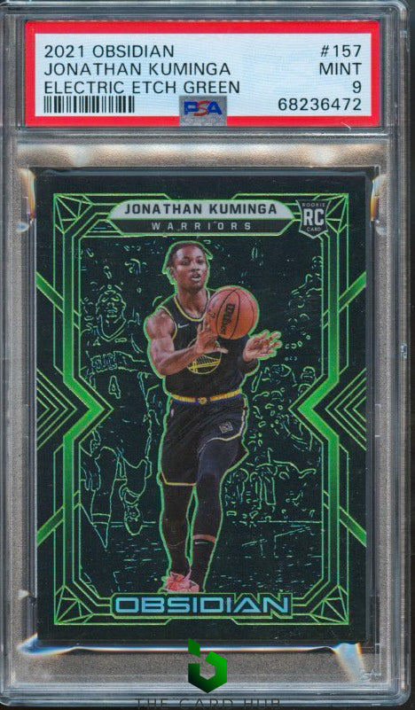 2021-22 Panini Obsidian #157 Jonathan Kuminga Electric Etch Green PSA 9 #/25 RC