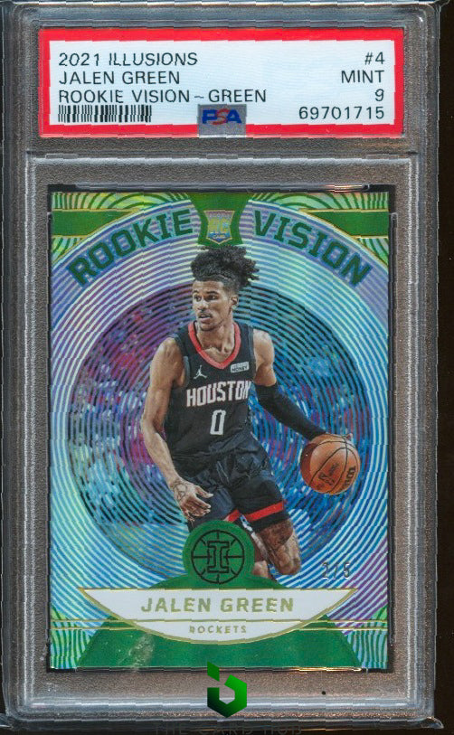 2021-22 Panini Illusions #4 Jalen Green Rookie Vision Green PSA 9 #/5 RC