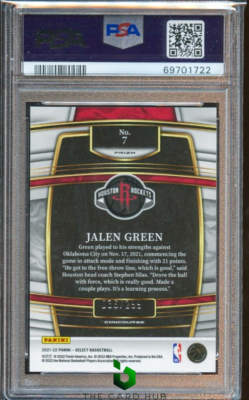 2021-22 Panini Select #7 Jalen Green Light Blue Prizms PSA 10 #/299 RC