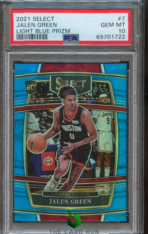 2021-22 Panini Select #7 Jalen Green Light Blue Prizms PSA 10 #/299 RC