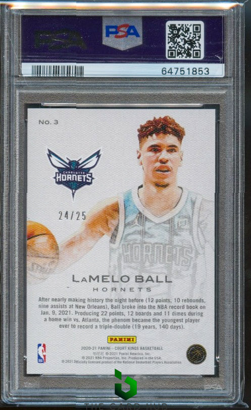 2020-21 Panini Court Kings #3 LaMelo Ball Works in Progress PSA 10 #/25 RC