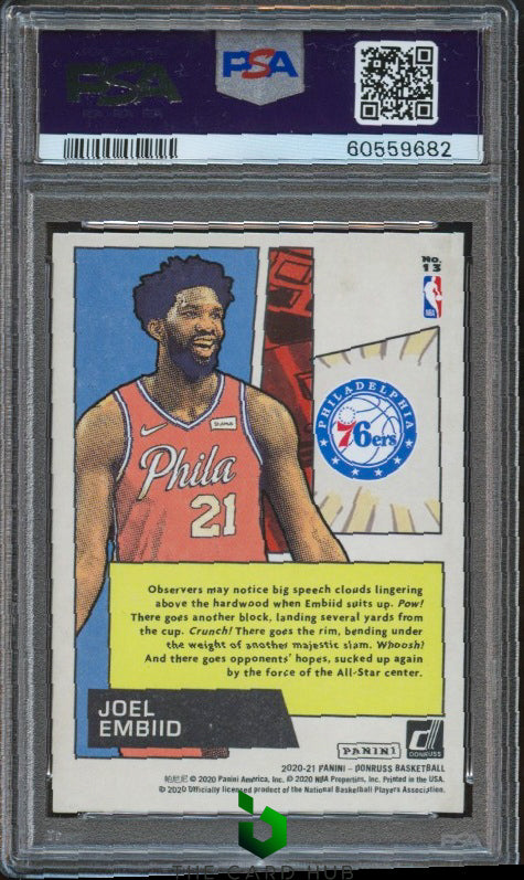 2020-21 Donruss #13 Joel Embiid Net Marvels Press Proof PSA 7