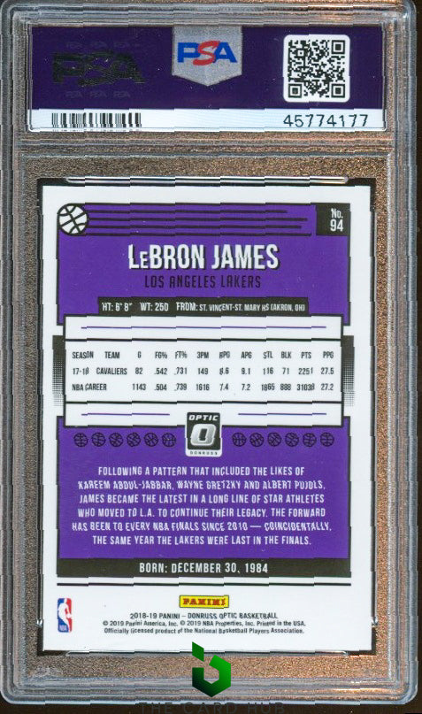 2018-19 Donruss Optic #94 LeBron James PSA 10