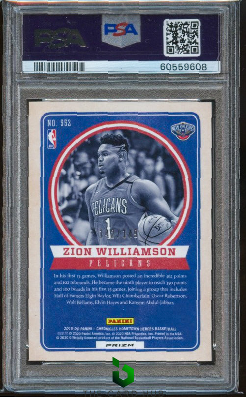 2019-20 Panini Chronicles #552 Zion Williamson Red PSA 10 #/149 RC