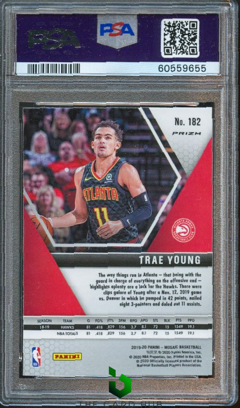 2019-20 Panini Mosaic #182 Trae Young Gold Wave Prizm