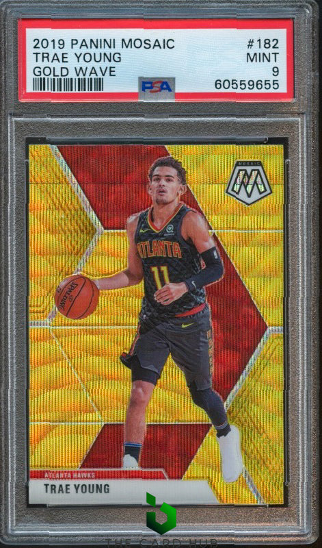 2019-20 Panini Mosaic #182 Trae Young Gold Wave Prizm