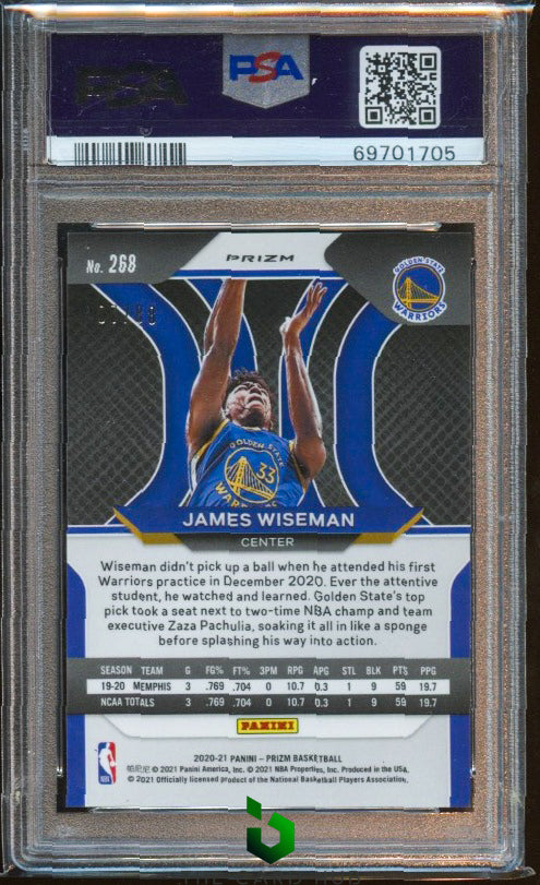 2020-21 Panini Prizm #268 James Wiseman Choice Red Prizms PSA 10 RC