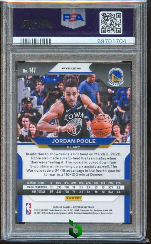 2020-21 Panini Prizm #147 Jordan Poole Gold Prizms #/10