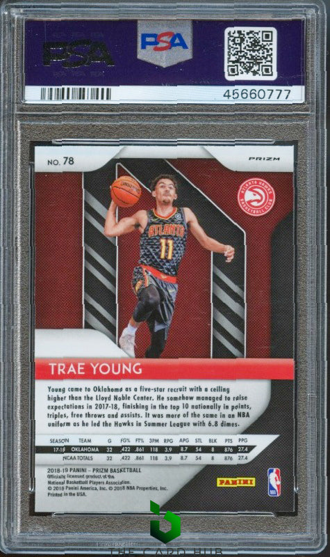 2018-19 Panini Prizm #78 Trae Young Prizms Silver PSA 9 RC