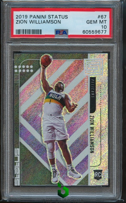 2019-20 Panini Status #67 Zion Williamson PSA 10 RC