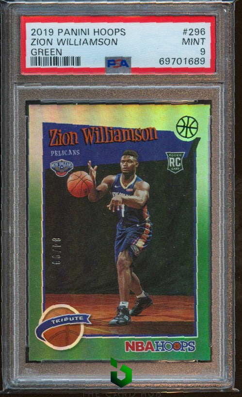 2019-20 Hoops #296 Zion Williamson Green PSA 9 RC