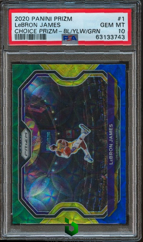 2020-21 Panini Prizm #1 LeBron James Choice Blue, Yellow and Green Prizms PSA 10