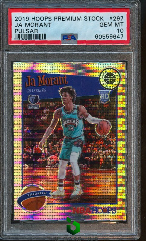 2019-20 Hoops Premium Stock #297 Ja Morant Prizms Pulsar PSA 10 RC