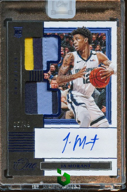 2019-20 Panini One and One #RDJA-JMT Ja Morant Dual Jersey Auto Blue #/49 RC