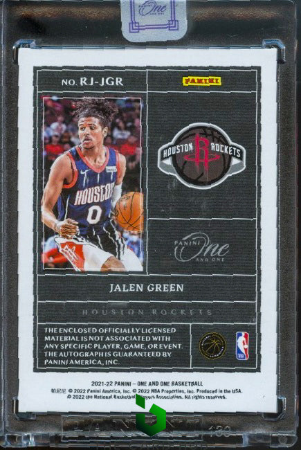 2021-22 Panini One and One #RJ-JGR Jalen Green Rookie Jersey Auto Blue #/49 RC