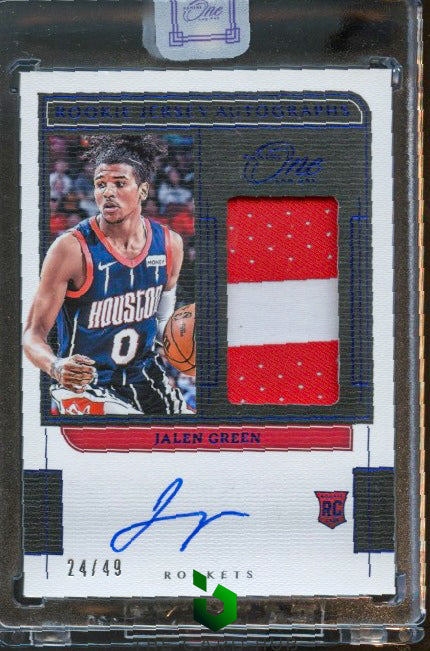 2021-22 Panini One and One #RJ-JGR Jalen Green Rookie Jersey Auto Blue #/49 RC