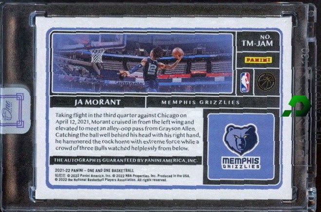 2021-22 Panini One and One #TM-JAM Ja Morant Timeless Moments Auto Red #/25