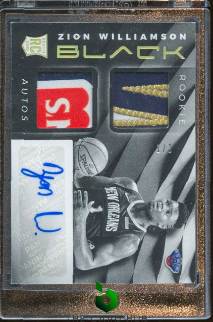 2019-20 Panini Black #RVM-ZW Zion Williamson Rookie Variation Mem Auto #/3 RC