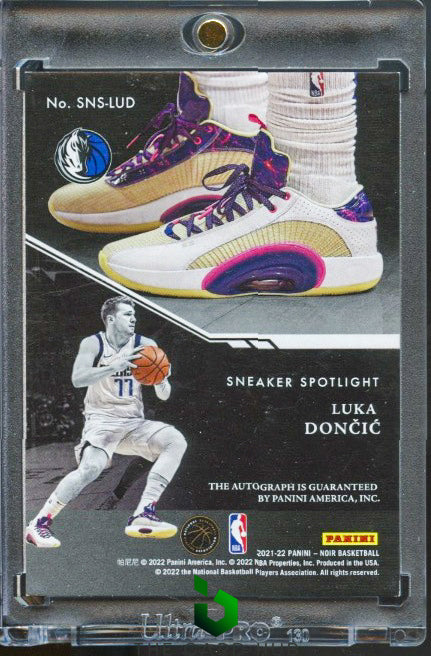 2021-22 Panini Noir #SNS-LUD Luka Doncic Sneaker Spotlight Signatures