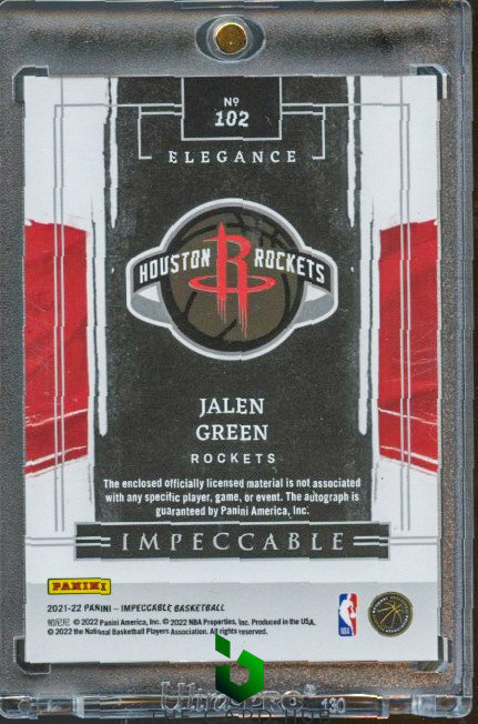 2021-22 Panini Impeccable #102 Jalen Green Holo Gold #/10 RC