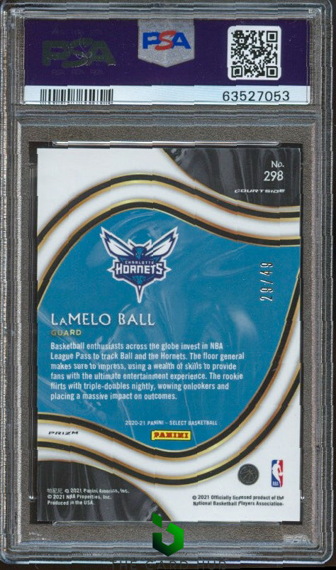 2020-21 Panini Select #298 LaMelo Ball Red Disco Prizms PSA 9 #/49 SN